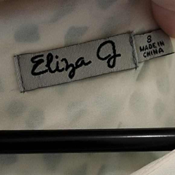 Eliza J green white print belted shift dress size 8 - Picture 6 of 8